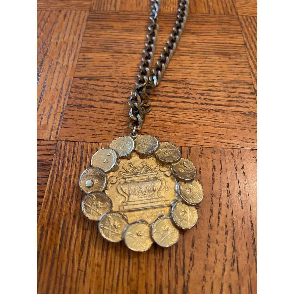 Costume jewelry gold tone coin statement piece